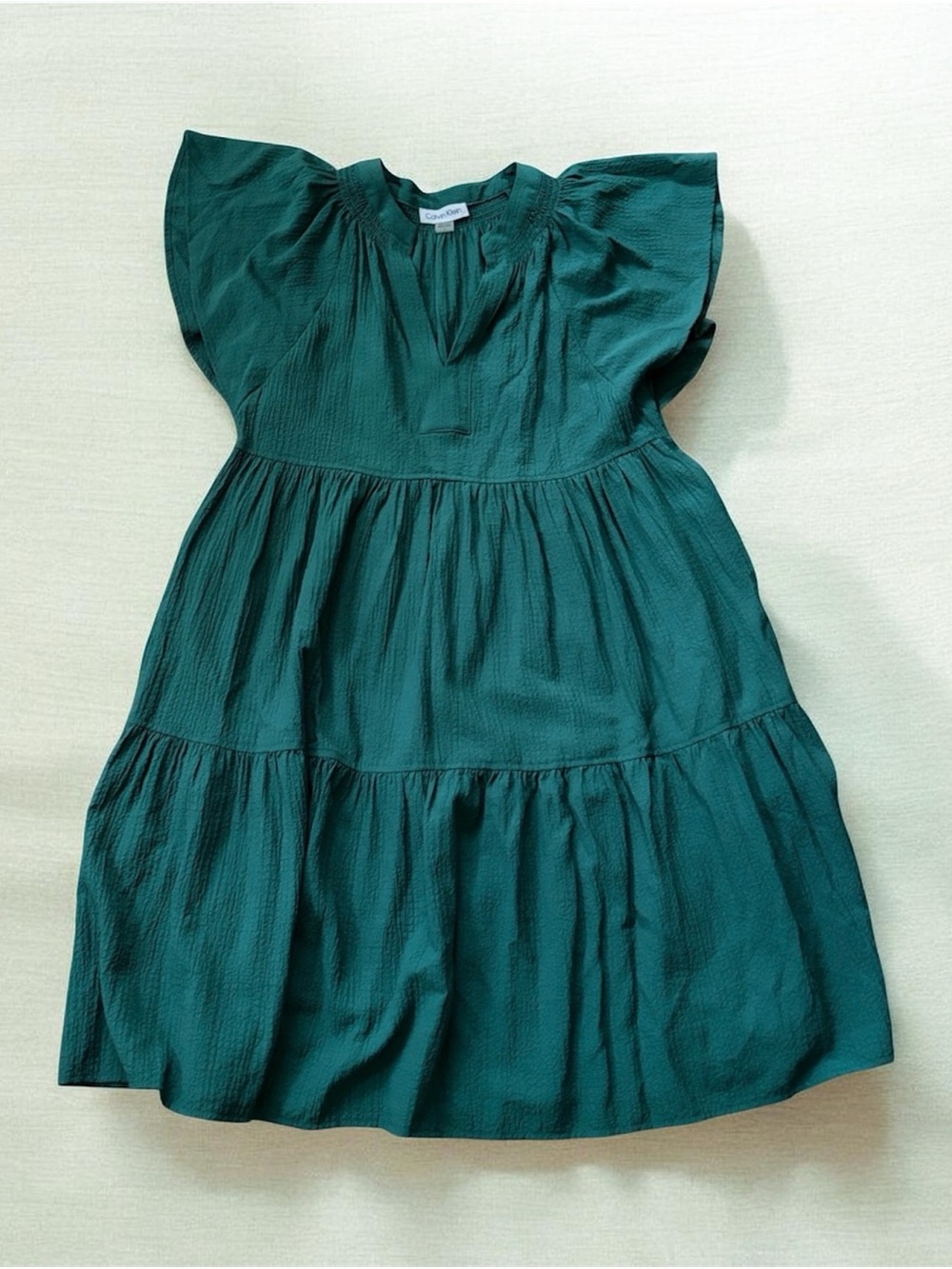 Calvin Klein Teal Tiered Midi Dress